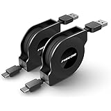 [2 pack] Retractable USB Type C Cable (6.6ft/2m) Fireor USB C to USB Male A Data Sync &amp; Fast Charging Cable for Samsung Note 8, Galaxy S8 Plus, LG G5 G6 V30 V20, Google Pixel, MacBook Pro 2016