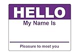 Hello My Name is Stickers Labels Nametags Visitor Sticker Badges Write on Adhesive Color Simple Basic Blank [Purple] -2-5/16