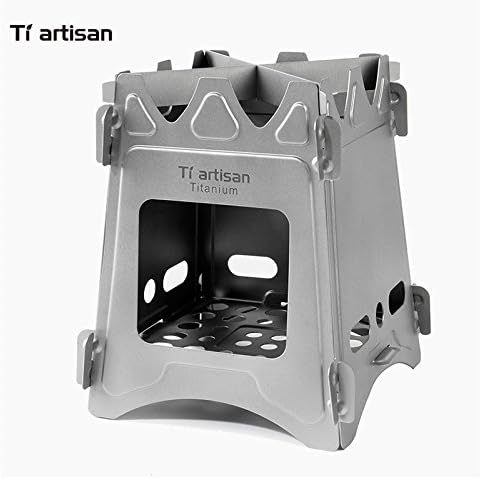 Tiartisan Titanium Camping Wood Stove Multi-fuel BBQ Stove Folded Pocket Stove