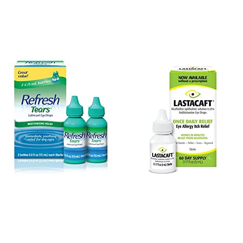 Refresh Tears Lubricant Eye Drops (0.5 Fl Oz 2 Count) & Lastacaft Once Daily Eye Allergy Itch
