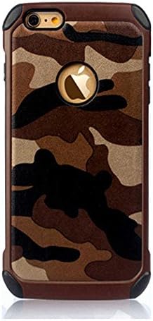 Casbay Apple iPhone 6/6s Phone Case High Impact Shockproof Dropproof Defender Armor Plastic and Leather TPU Hybrid Rugged Defender Armor Camouflage Case for Apple iPhone 6/6s - Brown