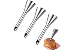 3PCS Cream Icing Piping Nozzle Tip, Stainless Steel Long Puff Nozzle Tip Cream Filler Filling Cupcakes Doughnuts Pastry Tool