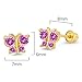 14k Gold Plated Brass Pink Butterfly Cubic Zirconia Screwback Girls Earrings with Silver Post