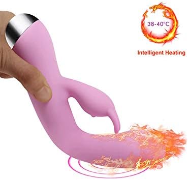 KCobo G Spot Rabbit Vibration with Bunny Ears for Clitoris Stimulation, 7 Vibration Modes Waterproof Quiet Rechargeable Heating Dual Motor for Women(Pink)