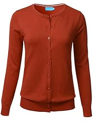 FLORIA Womens Button Down Crew Neck Long Sleeve