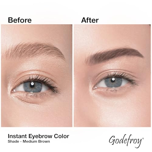 Godefroy Fast Acting Temporary Instant Brow Color, 3 Applications Per Package, Salon Quality Results, Medium Brown