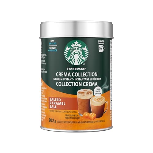 STARBUCKS Crema Collection Salted Caramel Premium Instant Coffee Mix, 202 g | Smooth & Buttery with a Creamy Foam Finish, Enjoy Hot or Iced
