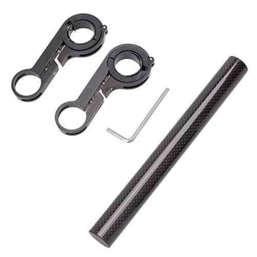 Eyours 7.88” Bike Double Handlebar Extender Carbon Fiber Mount Holder for Bicycle Accessories Flashlight Lamp Phone(red+Black)
