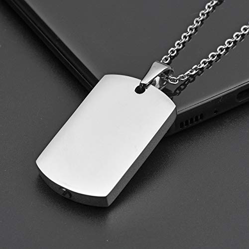Zysta Stainless Steel Military Dog Tag Cremation Ashes Urn Holder Container Memorial Keepsake Pendant Necklace with 24 inches Chain