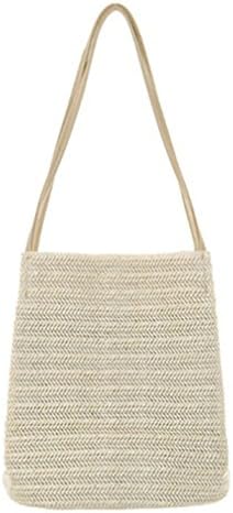 Amuele Weave Straw Beach Linen Woven Bucket Bag Grass Tote HandKnitting Rattan Bags