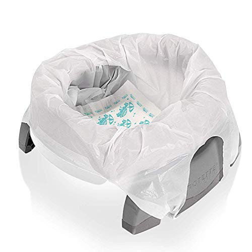 Kalencom 2 in 1 Potette Plus Portable Potty Training + Travel Toilet Seat with 30 Potty Liners Bundle (White)