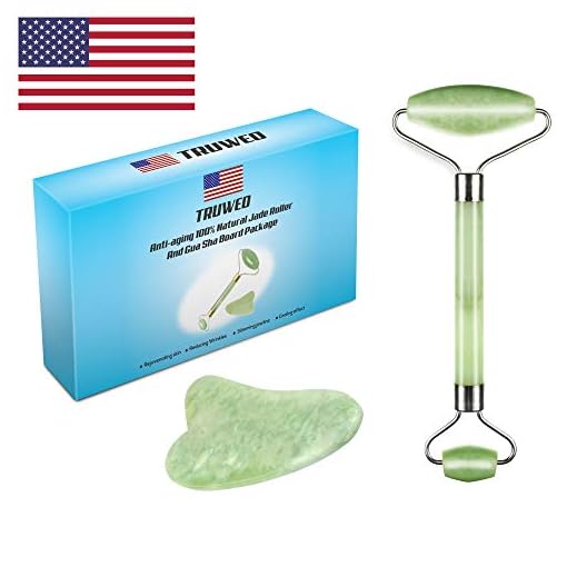 Jade Roller & Gua Sha Scraping Massage Tool By Truweo - Himalayan Anti-aging 100% Natural Facial Jade Stone Set - Face…