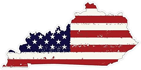 Kentucky State (J18) - Premium Distressed Flag Vinyl Decal - American State Pride Sticker for Cars, Trucks, Windows, and Laptops - USA Flag Black and White Design - Waterproof 5''