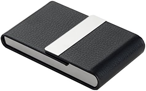 Minimalist Stainless Steel Business Name Card Holder Wallet Slim Credit Card Box Organizer Leather Black