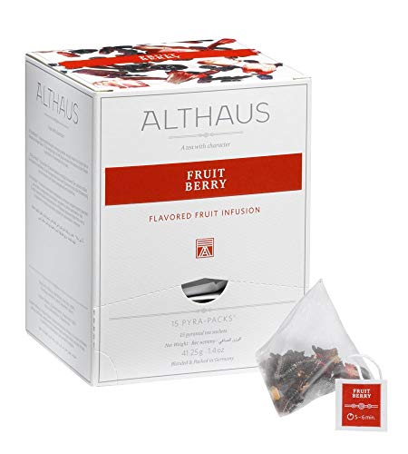 Althaus Tee RED FRUIT FLASH (vorher FRUIT BERRY) ⋅ Früchtetee im Pyramidenbeutel PYRA PACK ⋅ Roter Früchtetee mit…