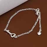 DatConShop(TM) New Fashion Jewelry 925 Sterling Silver Charm Anklets Heart Key Foot Bracelet