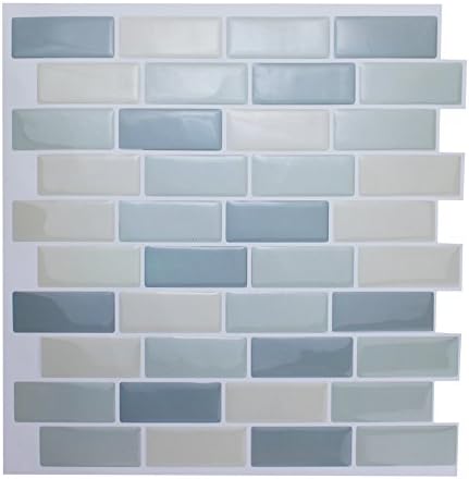 Wall Tile Anti-mold Peel &amp; Stick Adhesive Vinyl Modern Bathroom Kitchen Mosaic Vinyl Tile （Pack of 10 ）