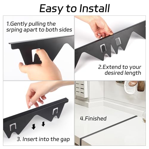 Stainless Steel Stove Gap Covers (2 Pack), Stove Gap Filler, Stove Counter Gap Guards for Kitchen, Range Trim Kit, Easy Clean with Heat Resistant, Adjustable Length 13.8” to 27.6”, Width 0.79