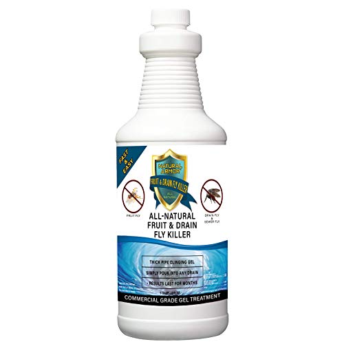 Fruit Fly & Drain Fly Killer - Simple & Safe Commercial Drain Gel Treatment - Eliminates Gross Fruit Flies, Drain Flies, Sewer Flies & Gnat Infestations From Any Drain. Fast & Easy (32 OZ - QUART)