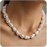 Chunky Pearl Choker Necklaces for Women,Irregular Pearl Beaded Choker Wedding Necklace Delicate Jewelry for Women Simple Bridesmaid Jewelry Gifts