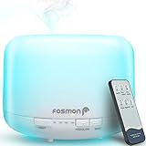 Fosmon Essential Oil Diffuser Humidifier, Ultrasonic 500mL/16.9oz Large Fragrance Aromatherapy Diffuser Cool Mist Humidifier with Remote Control, 7 LED Color Nightlight 4 Timer Settings 2 Mist Control