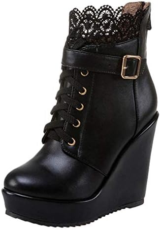 Carolbar Womens Lolita Cosplay Fancy Ball Wedges Boots