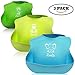 Waterproof Comfortable Adjustable Silicone Baby Bibs for Infants Babies Toddlers - Easily Wipes Clean Keeps Stains Off! Cute Safari Prints (Zebra/Elephant/Giraffe)