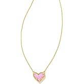 Kendra Scott Ari Heart Short Pendant Necklace in 14k Gold-Plated Brass, Bubblegum Pink Opal, Fashion Jewelry for Women
