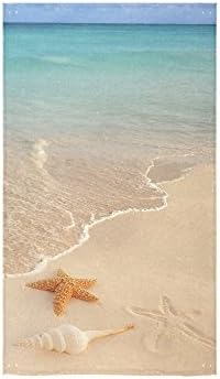 Custom Seashell Starfish Tropical Turquoise Ocean Sea Caribbean Hawaii Seaside Hand Towel Bath Towels For Bathroom,Outdoor and Travel Use,16" x 28" Inche