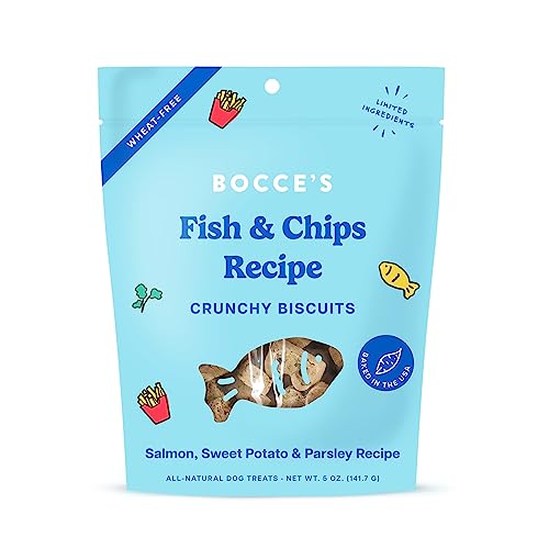 Bocce's Bakery Fish & Chips Treats for Dogs - Special Edition Wheat-Free Dog Tr…