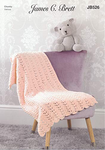 James Brett Flutterby Chunky Knitting Pattern Lace Blanket & Teddy Bear (JB526)