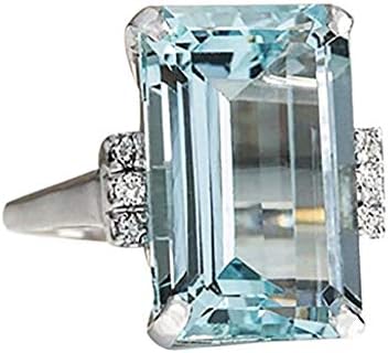 Women Diamond Rings, Topaz Ring Rhinestone Engagement Wedding Jewelry Party Rings Bands Size by Clemunn