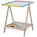 Costzon 2 In 1 Kids Easel Adjustable Wooden Chalk Drawing Board Standing Black/White