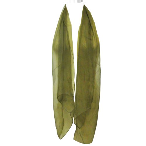 Wrapables Solid Color 100% Silk Long Scarf, Olive