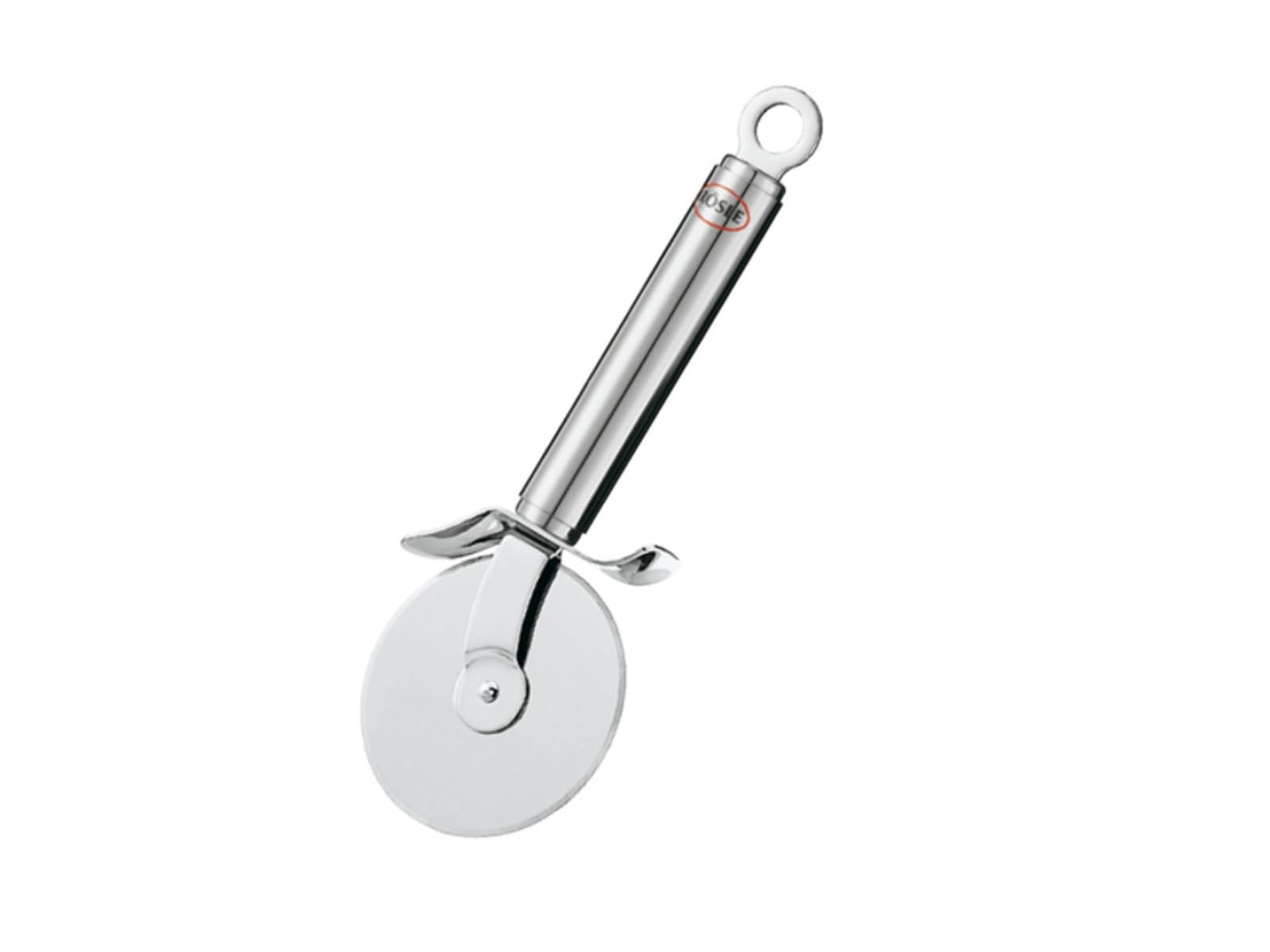 RÖSLE pizza cutter, pizza knife with sturdy wheel, blade sharpened on both sides, hand guard, 18/10 stainless steel