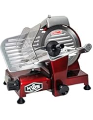 KWS MS-6RS Premium 200w Electric Meat Slicer 6-Inch in Red Stainless Steel Blade, Frozen Meat Deli Meat Cheese Food Slicer Low Noises Commercial and Home Use