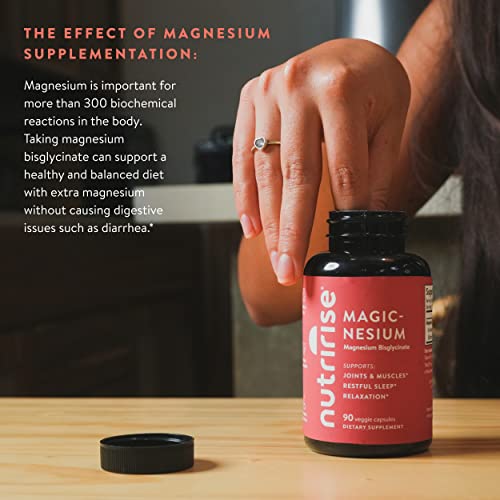 NutriRise Magnesium Bisglycinate Chelate Buffered, 95mg, Supports Calm