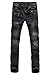 Aiyino Men's Ripped Slim Straight Fit Biker Jeans With Zipper,US 32,Grey