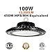 Bobcat LED High Bay Light,100W UFO High Bay Lighting (450W HID/HPS Equivalent) 13,000 Lumens, Daylight White 5000K, IP65 Waterproof, Garage, Warehouse,DLC ETL Listed, 5-Year Warranty