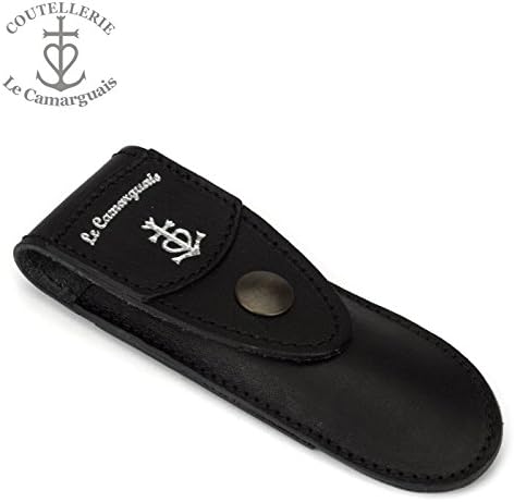 Le Camarguais Black Leather Belt Pocket - French Knife case - Quality Sheath