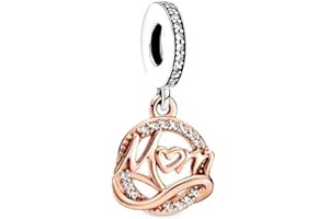 VALGACLS Mom Wife Daughter Love Heart Wedding Rings Charms 925 Sterling Silver Charms for Bracelets Necklace Valentine's Day Mother's Day Jewelry Charm for Women