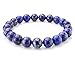 Natural Blue Lapis Lazuli Gemstone Bracelet 7.5 inch Stretchy Chakra Gems Stones Healing Crystal Great Gifts (Unisex) GB8B-20