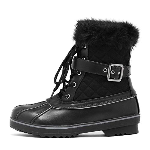 DREAM PAIRS Women's River Black Mid Calf Waterproof Winter Snow