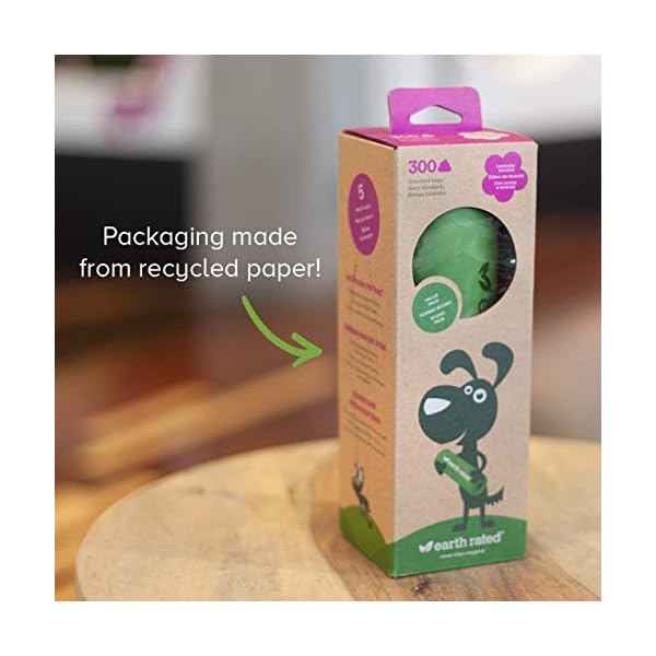 Earth-Rated-Dog-Poo-Bags-300-Dog-Waste-Bags-on-a-Large-Single-Roll-Guaranteed-Leak-proof-Lavender-scented-Great-for-Backyard-Pickups-Each-Poo-Bag-Measures-20-x-33-cm Earth Rated Dog Poop Bags, Thick Grab and Go Single Roll, Ideal for Backyard Pickups, Lavender Scented, 300 Bags