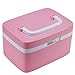 Locking Medicine Cabinet, EVERTOP Household First Aid Kit Locking Prescription Pill Case Storage Box with Compartments for Jewelry Cosmetics Cards Essential Oils Arts Crafts Medical Supplies, Pink