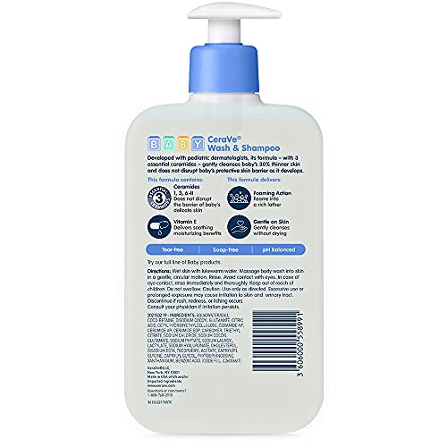 CeraVe Baby Wash & Shampoo 2in1 TearFree for Skin Hair Fragrance