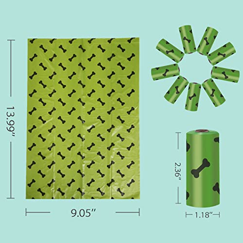 270 Bolsas para Perro - Bolsas Excremento de Perro Biodegradables, Prueba de Fugas y Fragante Bolsa para Popo Perro, 18 Rollos + 1 Dispensador