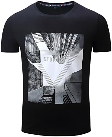 Rughe Men's Fashion City Front Graphic Summer Casual T-shirt Black S