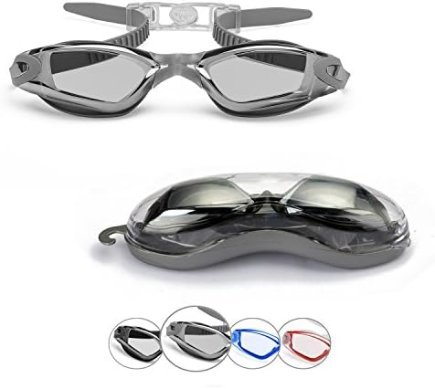 Adult Swim Goggles, Sprive Comfort Anti-Glare Mirror Coat Lens (Age 15+) with Protective Case, Nose Clip, Ear Plugs. UV Protection, 100% Silicone, Hypoallergenic, Waterproof, Soft, Comfortable.