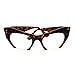 AStyles - Semi Rimless Cut Off Bottom Razor Clear Lens Cat Eye Glasses (Brown, Clear)